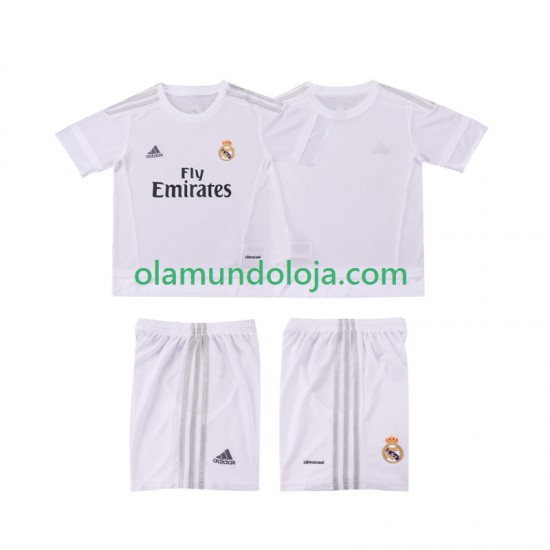 Camisola Real Madrid 2015 2016 Retro Criança Equipamento Primeiro Manga Curta